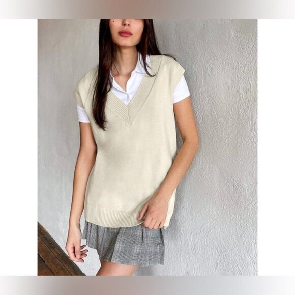 Sunday Best Aritzia Winston Merino Wool Oversized Ribbed Knit Sweater Vest - Picture 10 of 10